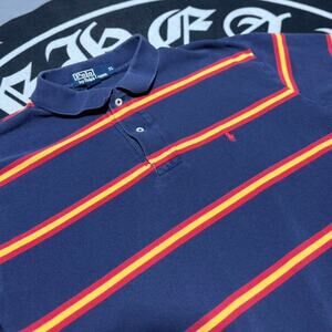 Striped Polo Ralph Lauren Navy Blue Yellow and Red